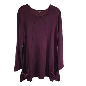 Hannah Burgandy Knit Long Sleeve Blouse